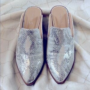 Chinese Laundry Silver Sequin Mules